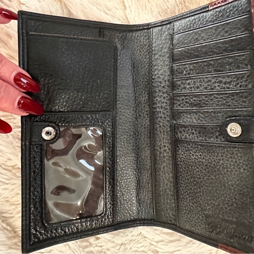 Brighton 🖤 “Dolores” Black Pebble/Brown Croco Embossed Leather 3 piece Set IOB - Picture 11 of 16